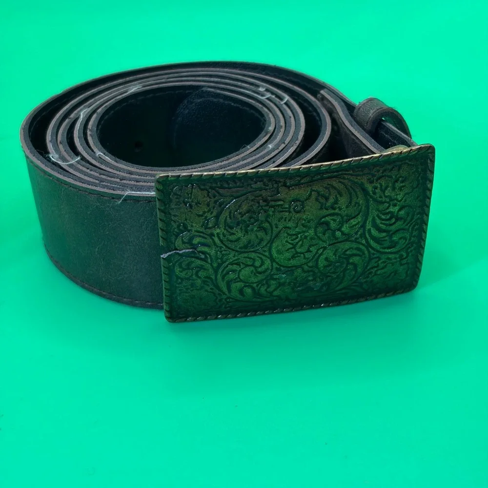 Western Brown Leather Filigree Belt Mens 46